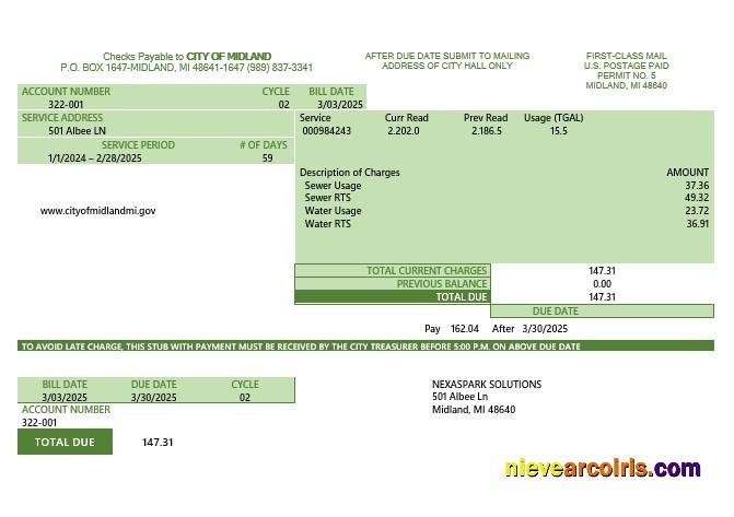 USA Michigan water business utility bills